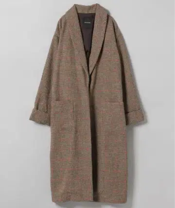 JEANASIS 체크 숄 코트 브라운