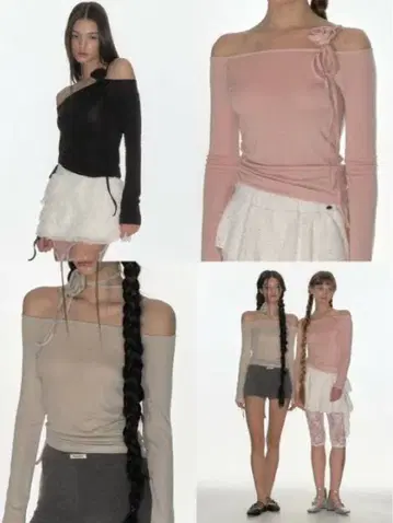 CRANK ROSE STRING 오프 숄더 탑 (PINK)