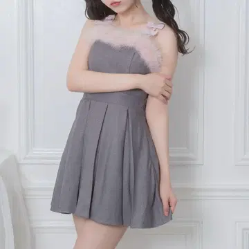 쁘띠 리본 포인트 페더 점프스커트 Honey Cinnamon