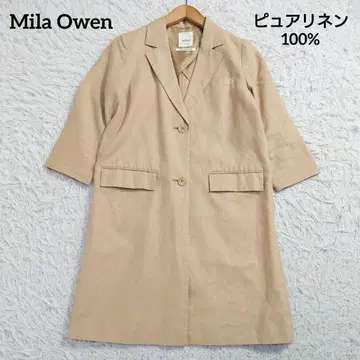 미라 오웬 퓨어 린넨 100% 롱 테일러드 체스터 코트 7부 소매