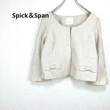 스픽앤스팬 [S] 노카라 자켓 트위드 리본 입학 유치원 입원 관혼상제