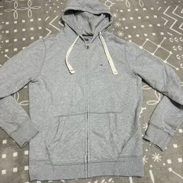 타미힐피거 지퍼 후드티 그레이