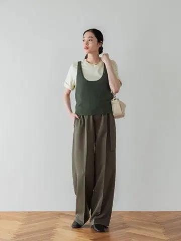 crewre/크루레/2way 울 캐시미어 니트 뷔스티에/올리브