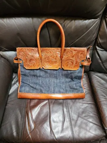 [ 미사용품 ] goa 카빙 데님 백 (대)