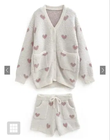 하트 무늬 상의+숏팬츠 니트 셋업 화이트 GRL