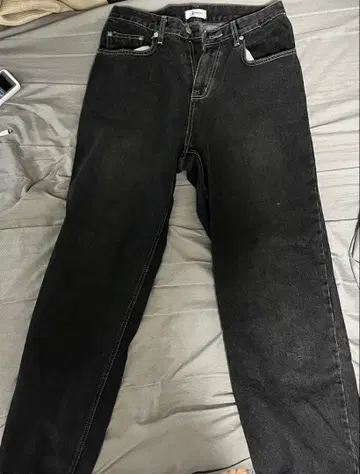 fortyfour 블랙 데님 스트레이트 청바지