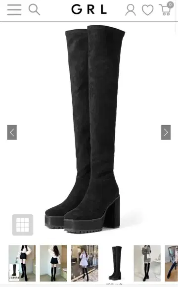 GRL 22.5cm 청키힐 니하이 부츠 [gd1174] 블랙