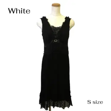 kk54 [ S ] White A라인 블랙 슬리브리스 드레스 S사이즈
