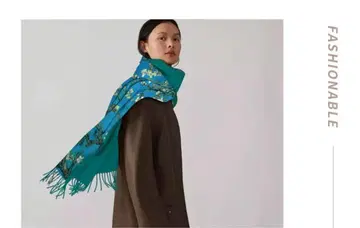 고흐 꽃 피는 아몬드 나무 가지 꽃무늬 머플러 숄