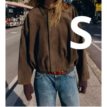 ZARA 스웨이드 느낌 봄버 자켓 브라운 S