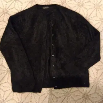 캐시미어 100% 헤어리 니트 DAMA 가디건 광택 있는 블랙