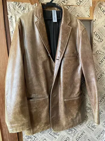 소가죽 브라운 싱글 브레스 자켓