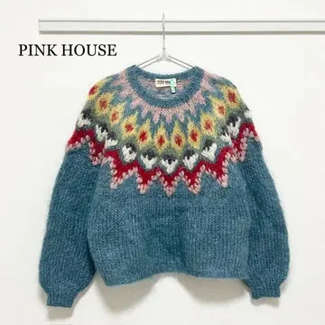 0567 PINK HOUSE 핑크하우스 모헤어 니트 구심 패턴 레어