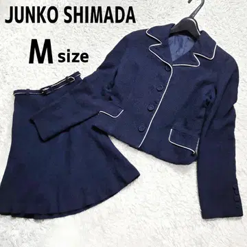 새상품급 준코 시마다 트위드 포멀 셋업 벨트 포함 네이비 M