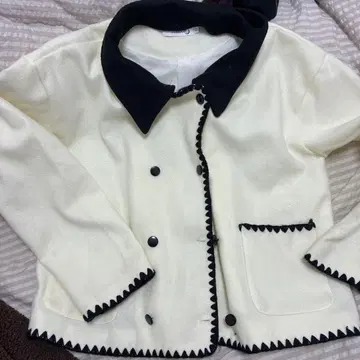 Ydmoon 노카라 자켓 화이트 블랙