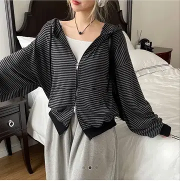 보더 후드티 Y2K 한국 블랙 여성용