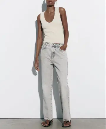 ZARA 자라 하이라이즈 스트레이트 데님 팬츠 38