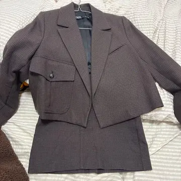 ZARA 크롭 체크 블레이저 스커트 셋업