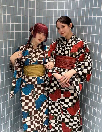 jouetie 로즈 체커 세퍼레이트 유카타 세트