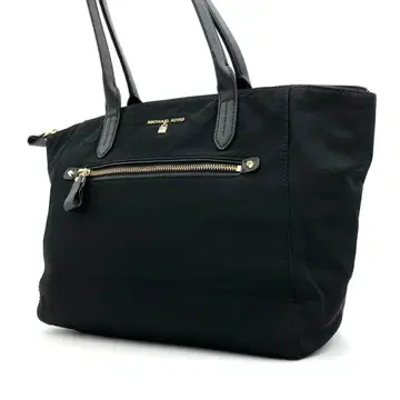 마이클코어스 토트백 블랙 나일론 가죽 금장 장식 여성용