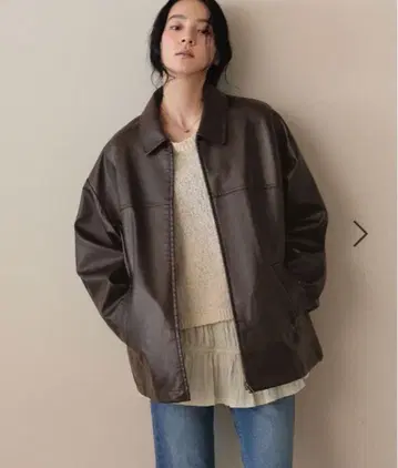 가죽 드로스트 ZIP 블루종 택 포함 미사용 새상품