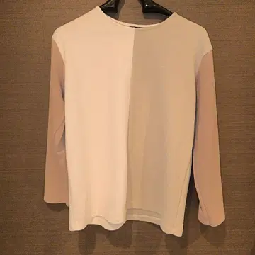 컬러 블록 7부 소매 티셔츠