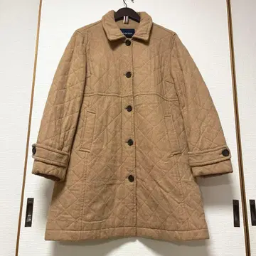 랜즈엔드 롱 퀼팅 코트 브라운 베이지 울 XL