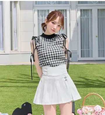 미셸 마카롱 슬림 레그 데님 치마바지 화이트 프리 사이즈