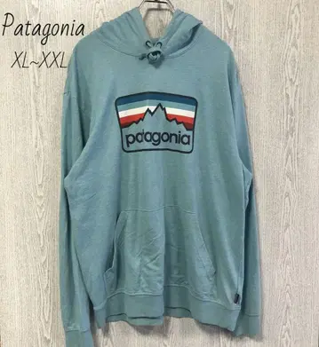 파타고니아 프린트 후디 풀오버 XL 스카이블루