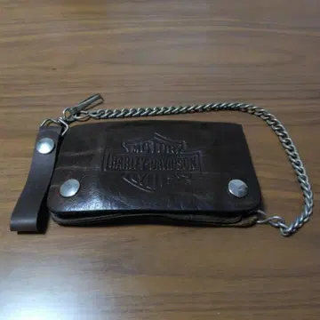 레어 Harley-Davidson 천연 가죽 트래커 지갑 체인 포함