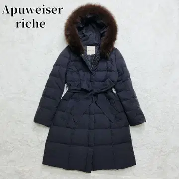 아푸와이저 리셰 다운 코트 리본 벨트 A라인 후드 퍼 포함