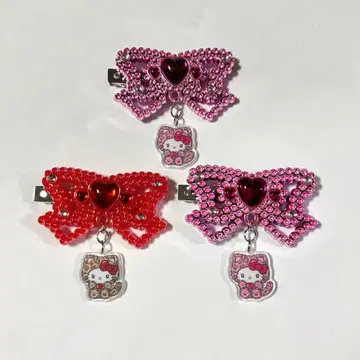 산리오 시크릿 헤어 클립 갸루 고양이 헬로키티