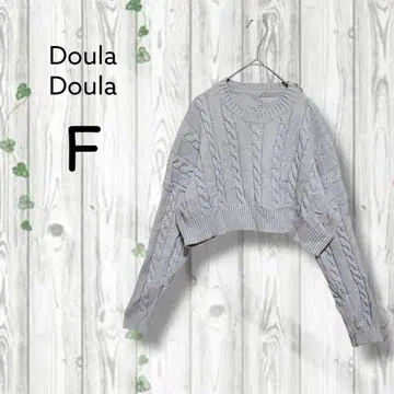 두라두라 숏 기장 케이블 짜임 스웨터 크루넥 그레이