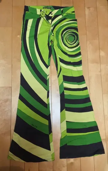 Miss Sixty 그린과 블랙의 빈티지 와이드 팬츠