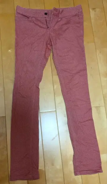 element 빨간색 체크 무늬 스트레이트 팬츠