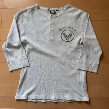 새상품급 AVIREX 아비렉스 와플 헨리넥T셔츠 7부 기장 L