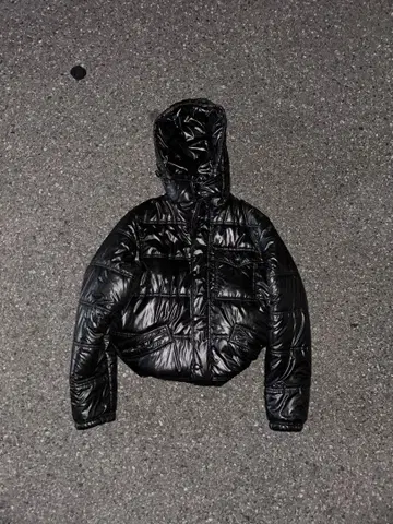 다운 자켓 광택 Y2K 시크 스타일 그런지 갸루 남자 헤이세이 블랙