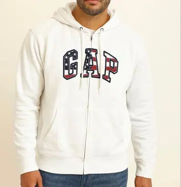 새상품급 GAP 성조기 디자인 풀 집업 후드티 XL