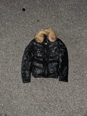 Y2K 퍼 달린 다운 자켓 헤이세이 갸루 남자 광택 짧은 기장 opium