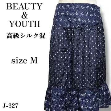 J-327 뷰티 앤 유스 총 꽃무늬 절개 패치워크 스커트