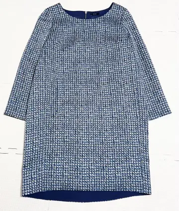 새상품급 SHIPS 쉽스 원피스 블루 파랑 체크 올 패턴 지퍼