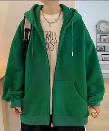 메종 클럽 풀 집업 후드티 그린