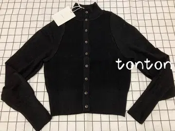 Amomento 블랙 리브 긴팔 가디건