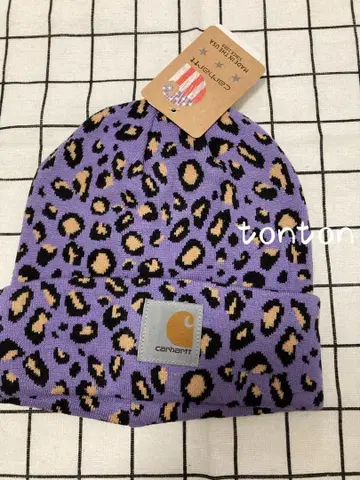 Carhartt 레오파드 무늬 니트 모자