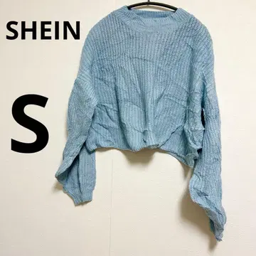 [ S ] SHEIN 스카이블루 크롭 니트 스웨터 여성용