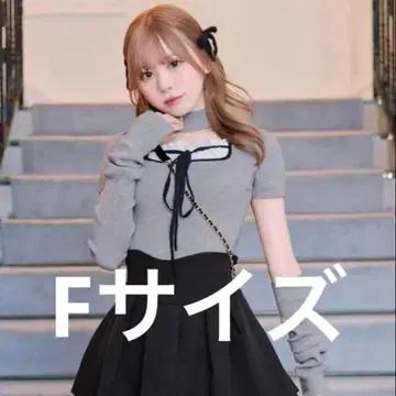 택 포함 새상품 미셸 마카롱 초커 니트탑 암워머 그레이