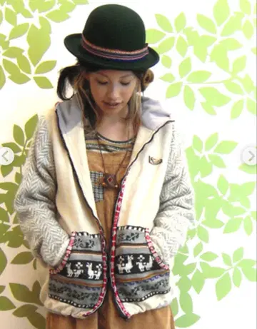 티티카카 해피트레 에스닉 패턴 플리스 자켓