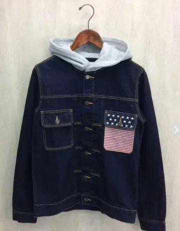Tommy 데님 자켓 미국 국기 포켓 부착