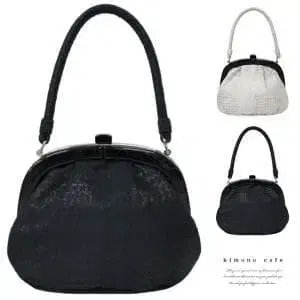 기모노 카페 일본 의류 가마구치 백 블랙 하운드투스 체크