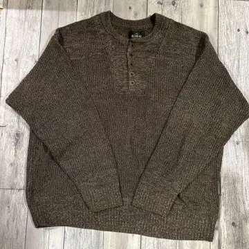 레드 헤드 헨리넥 니트 스웨터 브라운 메탈 버튼 XXL